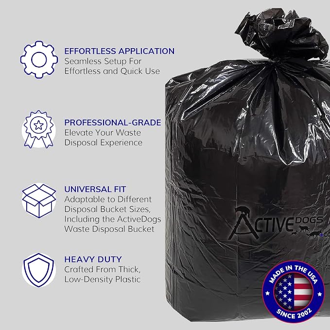 ActiveDogs Heavy Duty Dog Poop Bags, 5 Gallon Bucket Trash Bags, 12PK | Fits Dog Poop Trash Can, Dog Poop Bucket, And 5 Gallon Bucket Trash Bags For Everyday Pet Waste Disposal