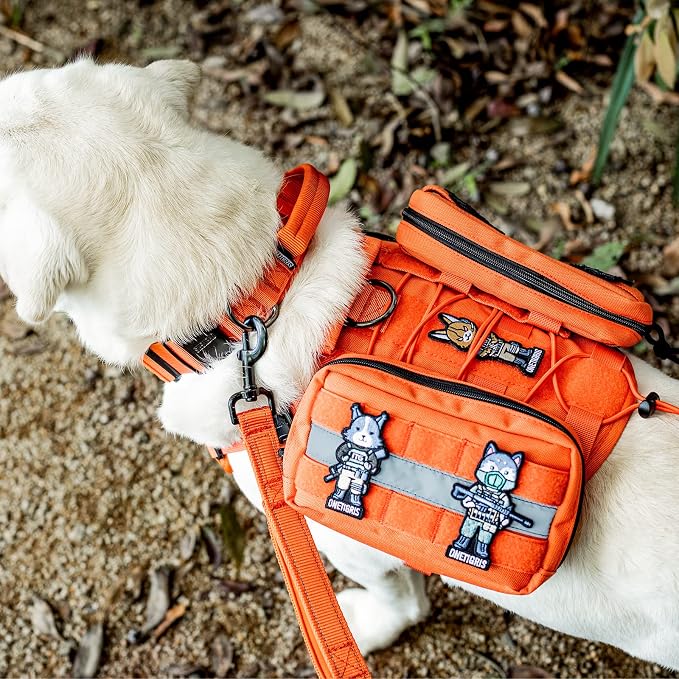 OneTigris Dog Harness Vest with Handle, Military Dog Harness for Large Medium Dogs,FIRE Watcher 2.0 No-Pull Service Dog Vest,Adjustable Dog Vest Harness for Walking Hiking Training(L,Orange)