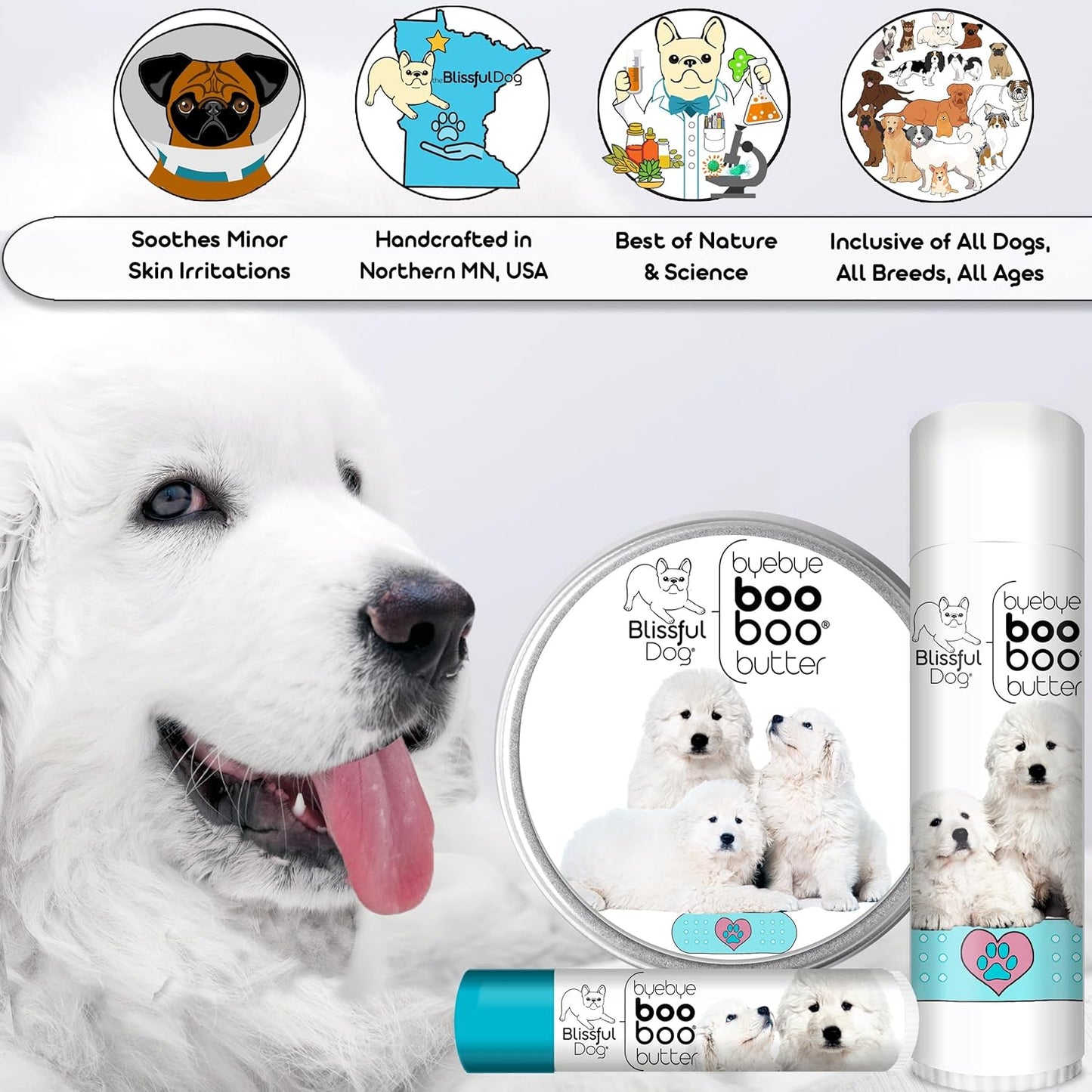 The Blissful Dog 4 oz TIN Great Pyrenees Booboo Butter