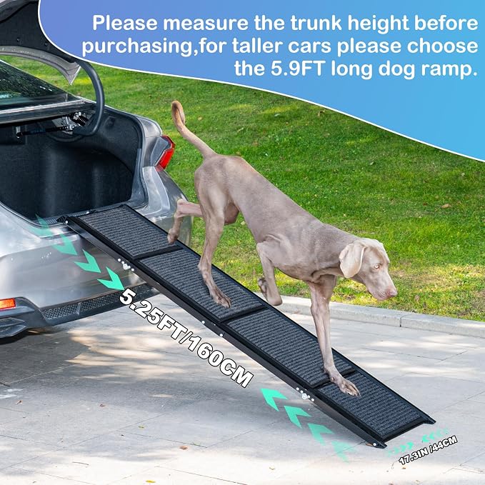 Uross Dog Ramp for Car 63" Long - Collapsible Pet Ramps for Large Dogs SUV Truck Folding Outdoor Dog Ramp for Porch Steps