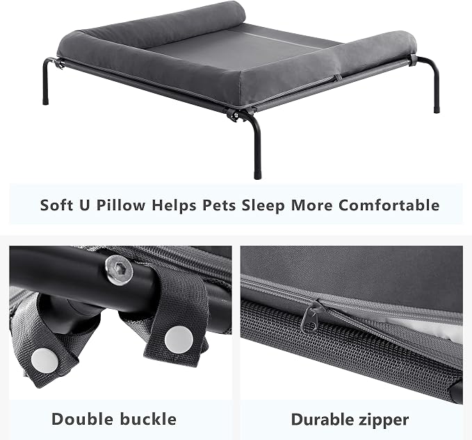 WESTERN HOME Cooling Elevated Dog Bed for Large Dogs,Outdoor Raised Dog Bed | Dogs Cot Portable Indoor, Raised with Breathable Mesh, Chew Proof Pet Hammock Cots, Removable and Waterproof Bolsters