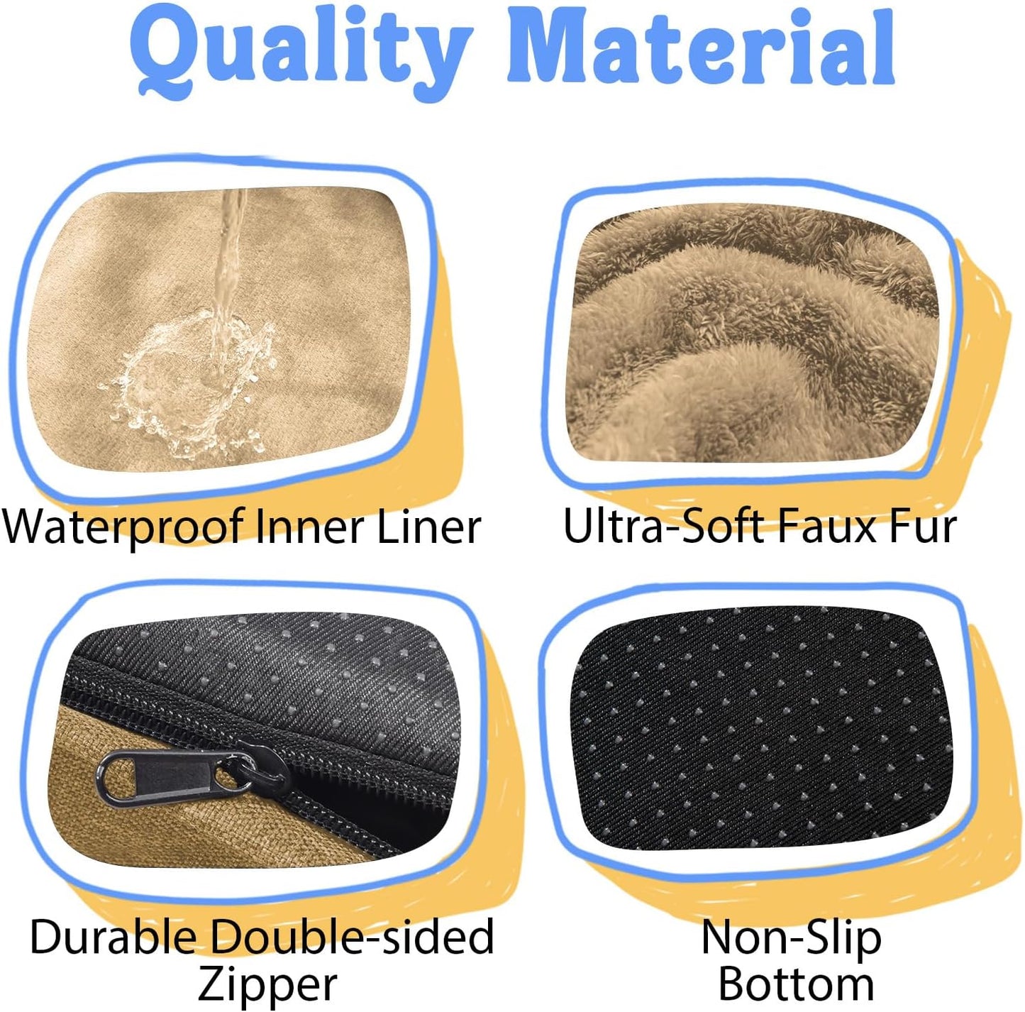 Washable Orthopedic Large Dog Bed - Big Dog Beds with Removable Waterproof Cover and Non-Slip Bottom XL Large Pet Bed with Bolster Extra Large Dogs Bed