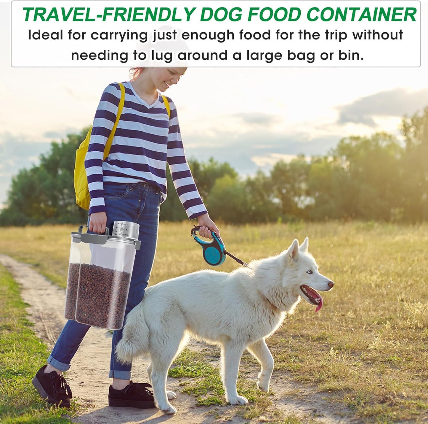 TBMax Pet Dog Cat Food Storage Container 5 to 7 lbs with Can Cover and Mixing Spoon, Airtight Pet Food Storage Dispenser with Large Spout & Measuring Cup for Kibble Dog Treat Bird Seed Container