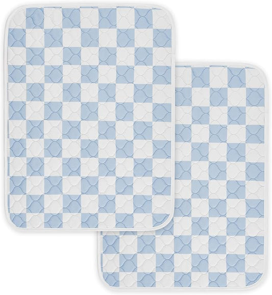 2 Pack Blue Checkered Washable Pee Pads for Dogs, Checkered Reusable Dog Pee Pads, for Puppy Playpen, Crate, Whelping Box, Potty Training, Cute Aesthetic Absorbency, Leak-Proof Non-Slip, Large