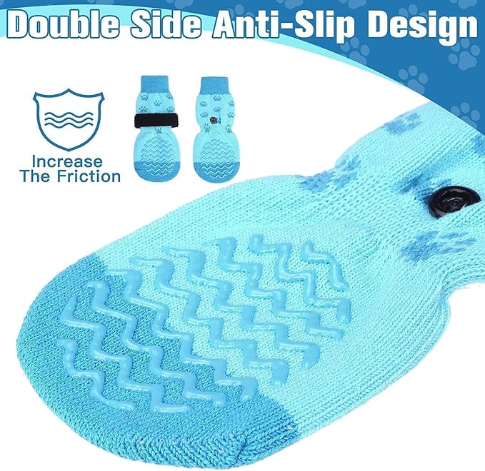 EXPAWLORER 6Pcs Anti Slip Dog Socks to Prevent Licking Paws, Dog Shoes for Hot Pavement Double Sides Dog Boots & Paw Protectors Booties for Hardwood Floors with Grip Small Medium Large Senior Dogs, XL