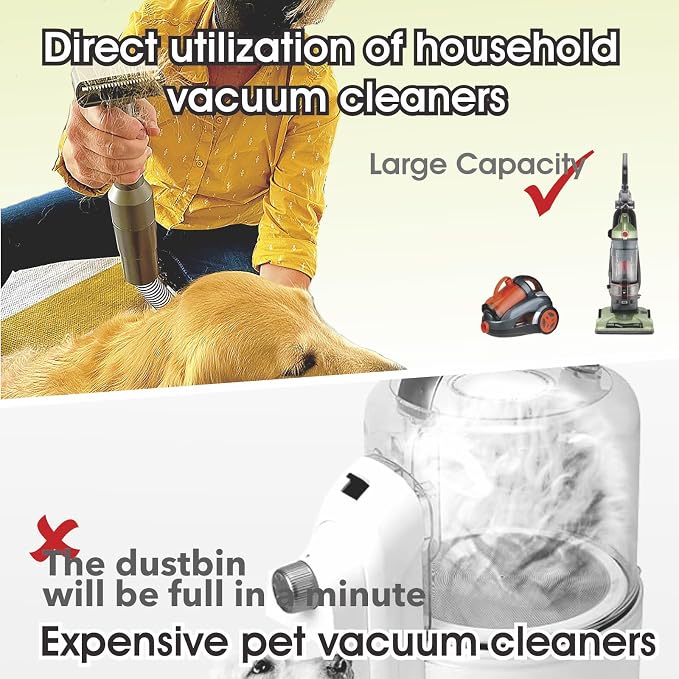 Pet Vacuum Grooming Brush Hair Comb Shedding Deshedding Attachment Tool for Dogs and Cats
