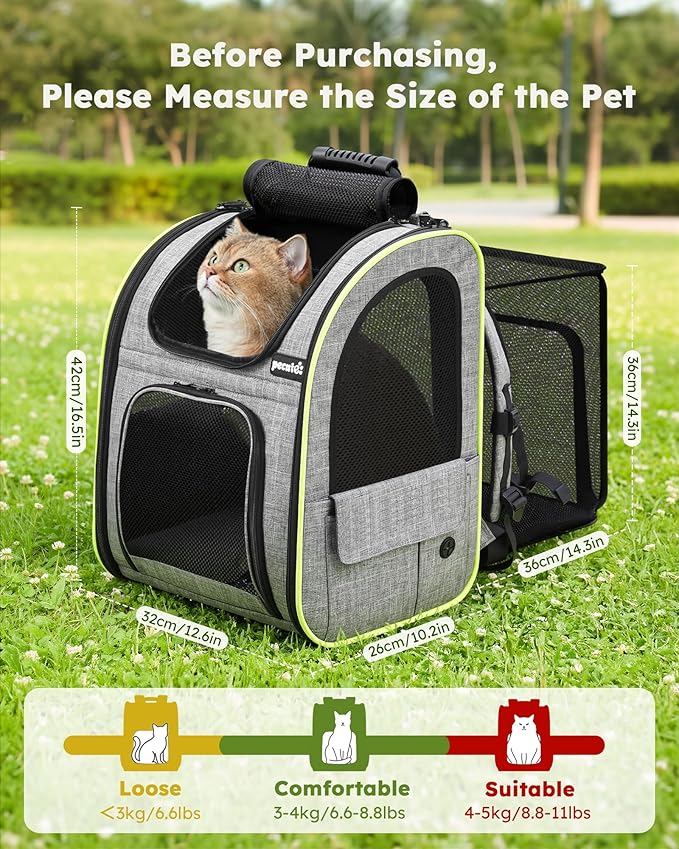 pecute Cat Backpack Expandable, Cat Carrier Backpack with Breathable Window