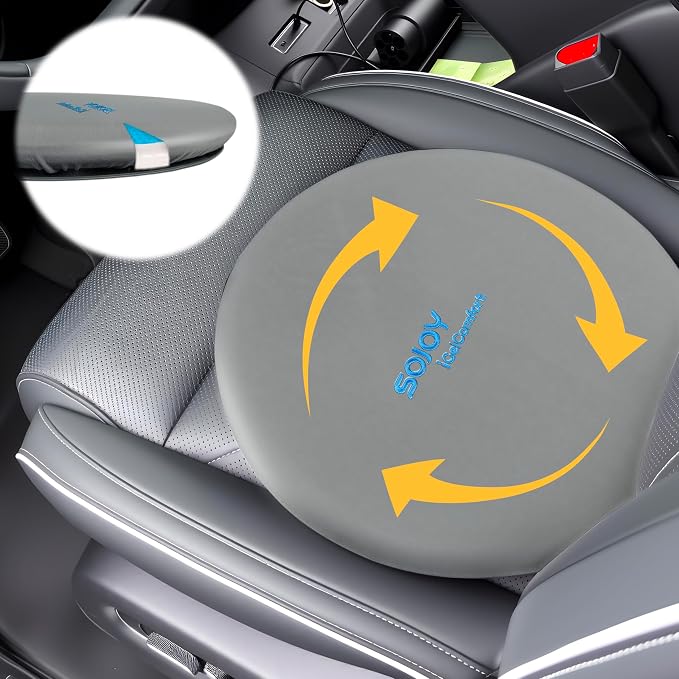 Sojoy iGelComfort Deluxe Gel Swivel Seat Cushion with Supportive Memory Foam 360 Degrees Rotating Seat Cushion for Home,Stool Chair,Office (Gray, 15.5 * 15.5 * 2.5)