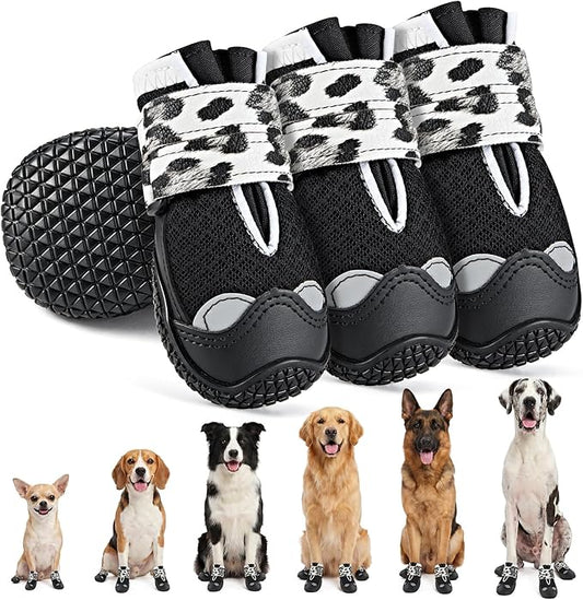 SlowTon Dog Shoes for Large Small Medium Dogs - Breathable Dog Boots for Summer Hot Pavement, Paw Protector for Outdoor Walking Winter Snow, Anti-Slip Rubber Dog Booties for Hardwood Floor (LP B, 6)