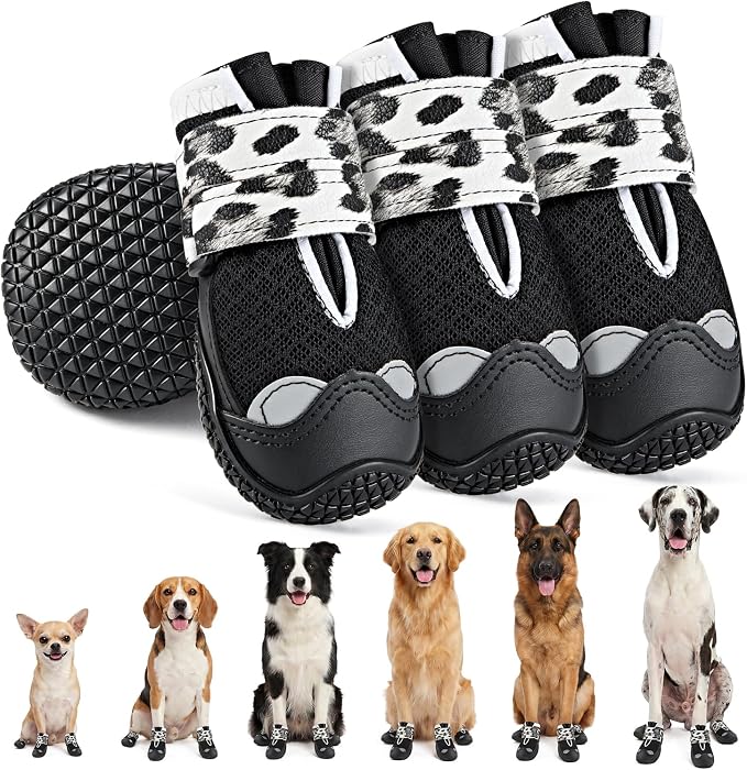 SlowTon Dog Shoes for Large Small Medium Dogs - Breathable Dog Boots for Summer Hot Pavement, Paw Protector for Outdoor Walking Winter Snow, Anti-Slip Rubber Dog Booties for Hardwood Floor (LP B, 3)