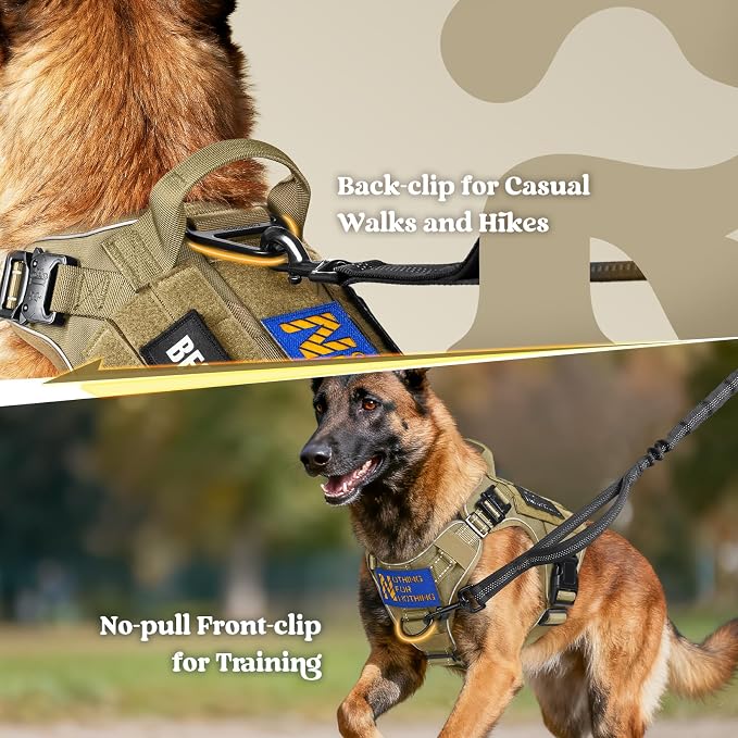 rabbitgoo Tactical Dog Harness for Small, Heavy Duty Military No Pull Vest | Sturdy Metal Buckles, 5 Adjustments, Molle System, Powerful Pullers for Training, Hunting, Outdoor, Brown Reflex, Small