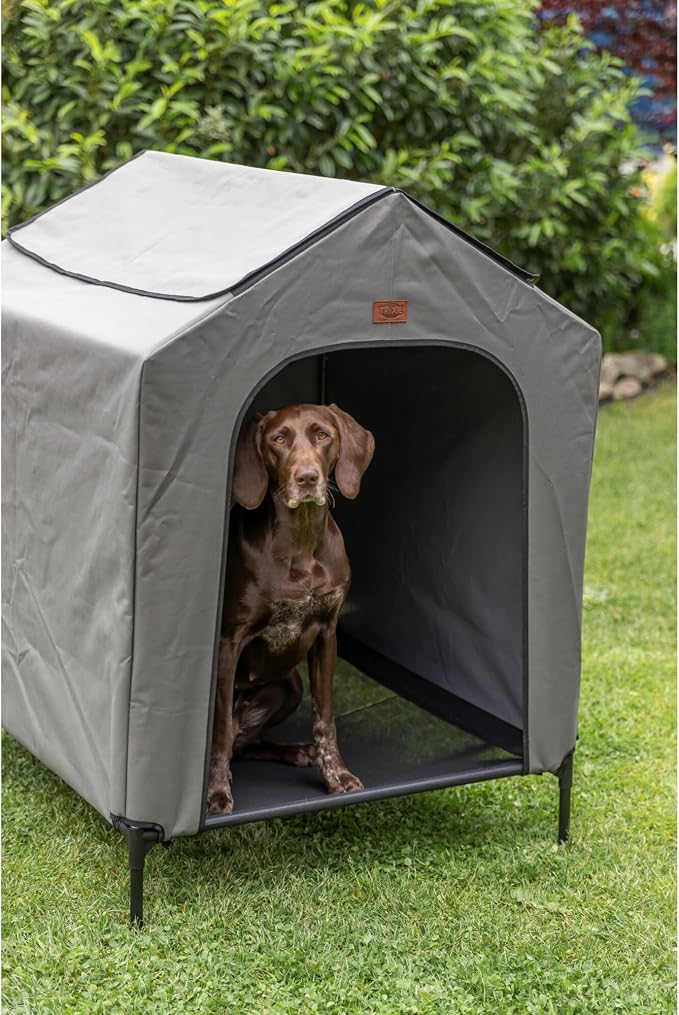 Trixie 2-in-1 Dog House and Bed, Medium to Large - Up to 100 lbs | 39.4 x 35.4 x 48.8-in Portable, Elevated Indoor/Outdoor Cot with Removable Cover, Waterproof and Sun-Resistant Tent