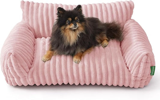 Cute Couch Bed for Pets, Supportive Cat Sofa for Indoor Cats, Small Dog Sofa Bed for Small Dogs, Pink, 24 inches