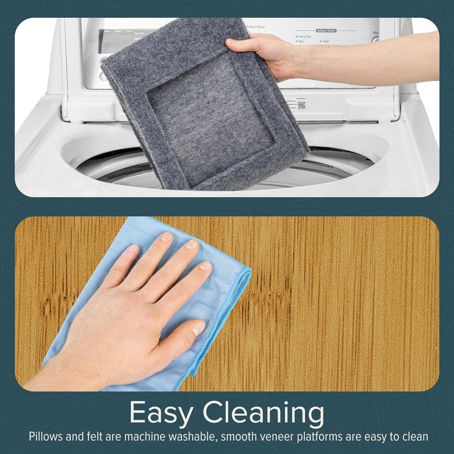 Ascentials - Grand Suite Cat Scratcher Playground - Tall Cat Tower Playground Structure, Sisal Scratching Areas, Grey Felt, Bamboo Veneer w/Linen & Velvet Surface Areas