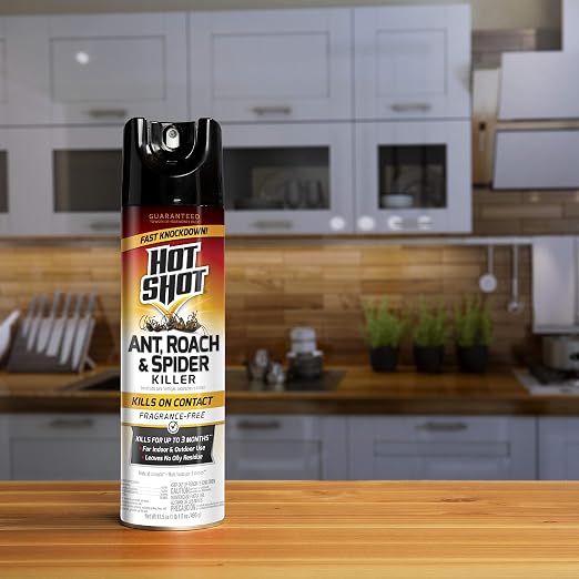 Hot Shot Ant, Roach & Spider Killer, Kills Roaches and Listed Ants On Contact, Indoor & Outdoor Use, (Unscented) 2 Pack, 17.5 Ounce