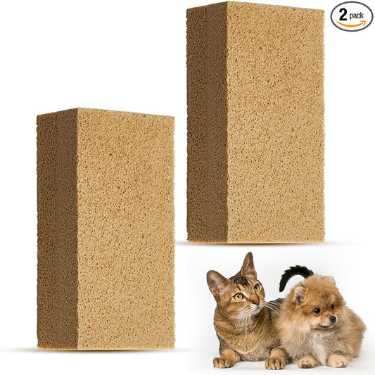 Pet Hair Remover Sponge Cat and Dog Hair Sponge Rubber Pet Fur Lifter Removal Tool, Remove from Furniture, Carpet, Bedding, Clothing, 6.26 x 3.28 x 1.89 Inch(Khaki,2 Pack)