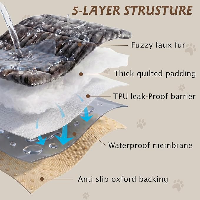 PuTian 100% Waterproof Fuzzy Couch Cover for Dogs Dark Grey 27.6"x82.7" | Pet Friendly Dog Mat for Couch, Waterproof Sofa Protector, Scratch Resistant Furniture Cover for Dogs, Machine Washable