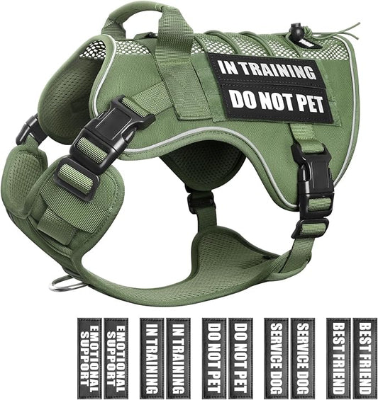 Service Dog in Training Mesh Harness with 10 Removale Pet Patches | Breathable material, adjustable straps, reflective trim, lightweight but durable, great for training, walks, and outings