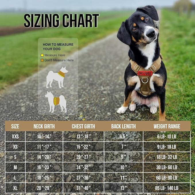 OneTigris Tactical Dog Harness with Handle No-Pull Adjustable for Small Dog | Military 1000D Pullable Nylon, Service Dog Vest with Hook & Loop Panels, Easy On & Off for Walking Hiking Training Brown XXS