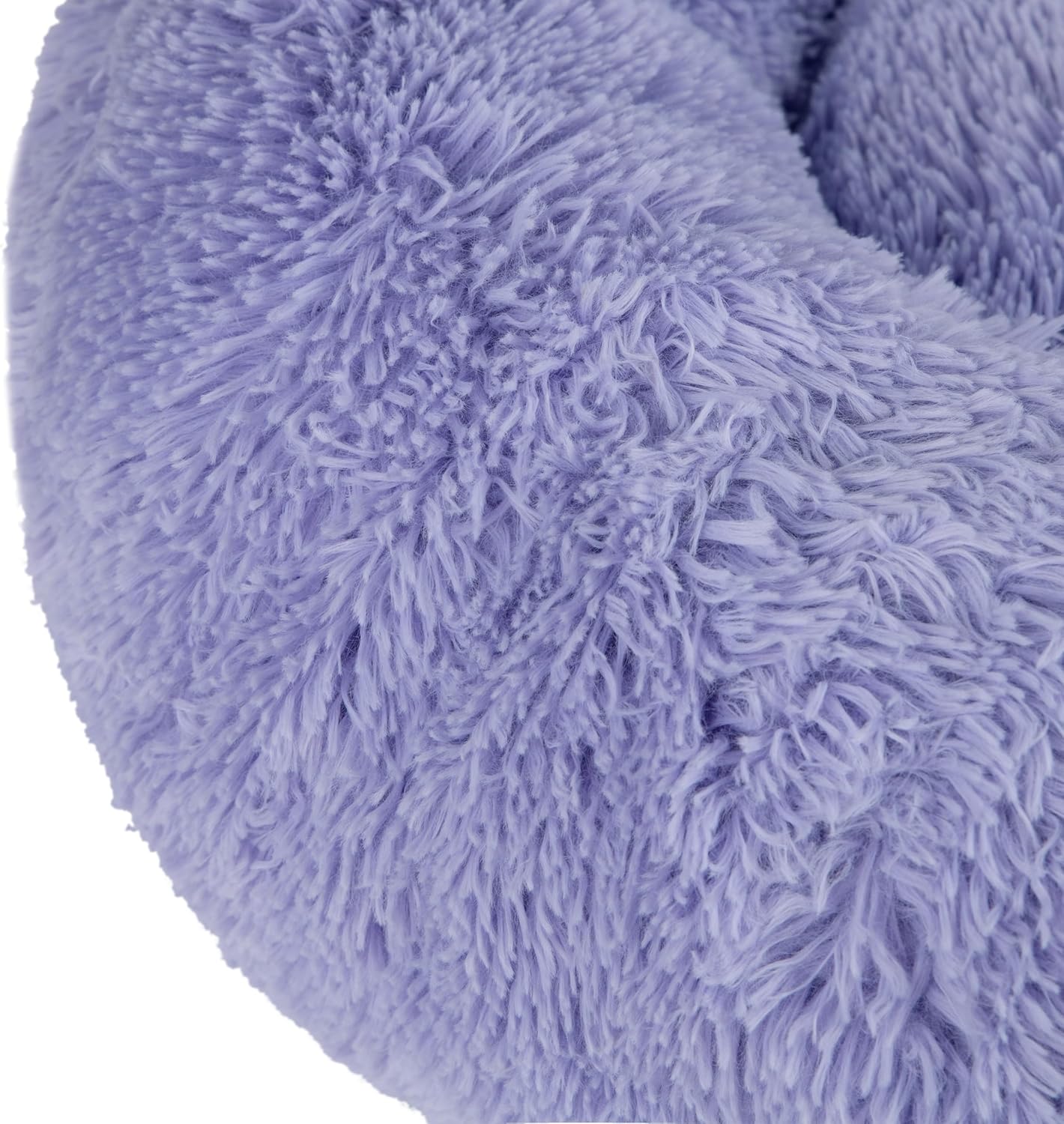 Best Pet Supplies Round Donut Dog Bed with Plush Faux Fur Fabric, Calming, Anti-Anxiety Cushion for Indoor Pets, Slip-Resistant Base, Soft Ergonomic Support - Lavender, 27x27x7.5''