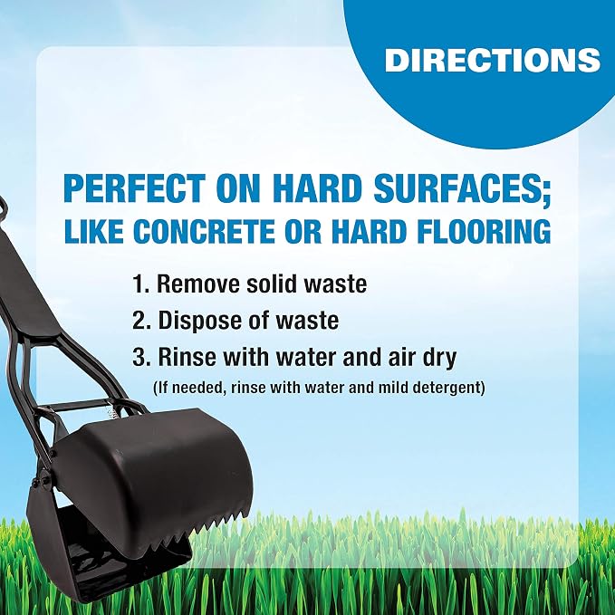 Four Paws Wee-Wee Allen's Spring Action Scooper, Hard Surfaces, Medium | Dog pooper scooper, great for concrete or hard flooring, single-handed use, wide handle for comfortable grip