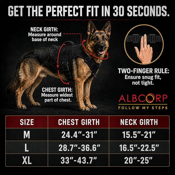 Tactical Dog Harness - Heavy Duty, No-Pull Training Vest for Large Breeds, Military Service Dog Vest with Front Leash Clip, Hook & Loop Panels, Padded Handle – Black, Large