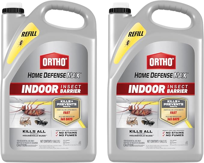 Ortho Home Defense Max Indoor Insect Barrier Refill - Bug Killer Spray Refill, Kills Ants, Roaches, Spiders, Fleas and Ticks, 1 gal. (2-Pack)
