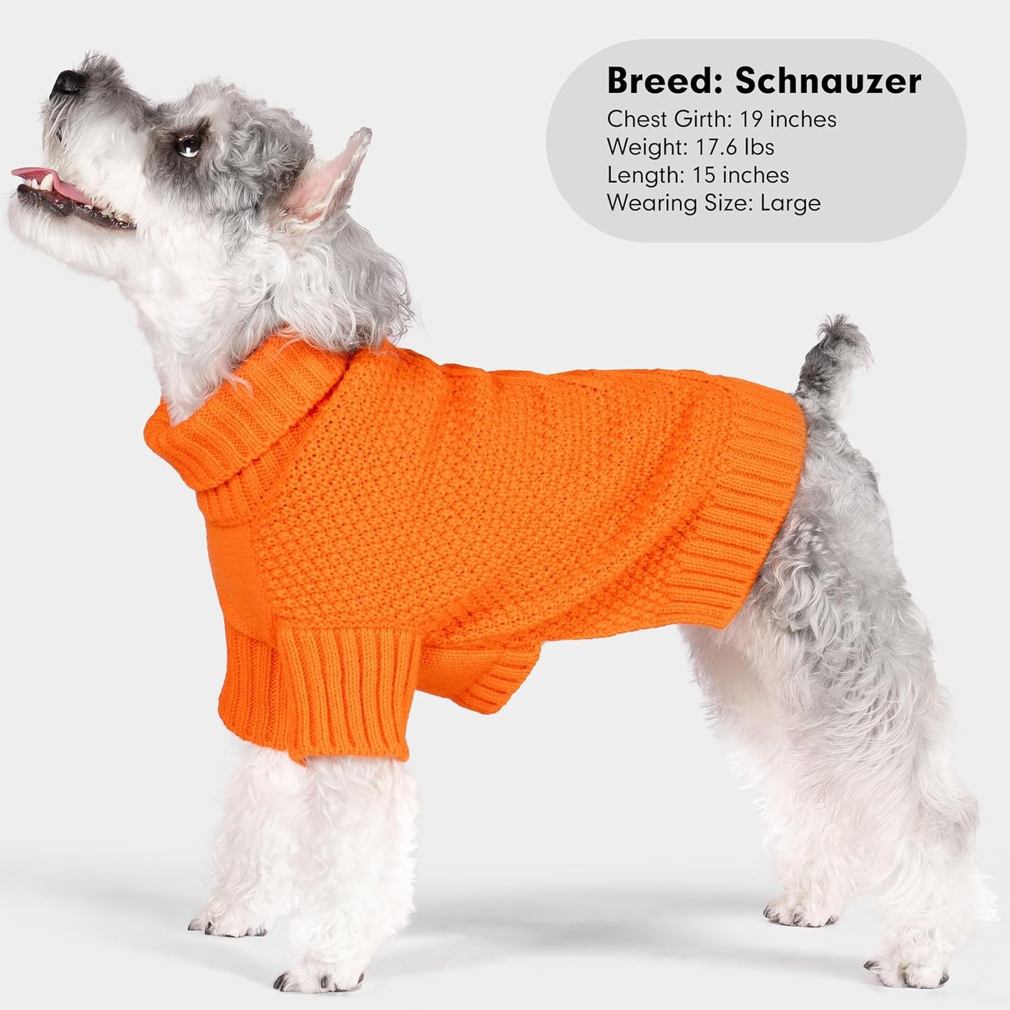 cyeollo Dog Sweater Pullover Turtleneck for Dogs, Classic Knitwear Fall Winter Cold Weather Dog Clothes Warm Pet Apparel Small Medium Large Pet Sweaters, Orange XL