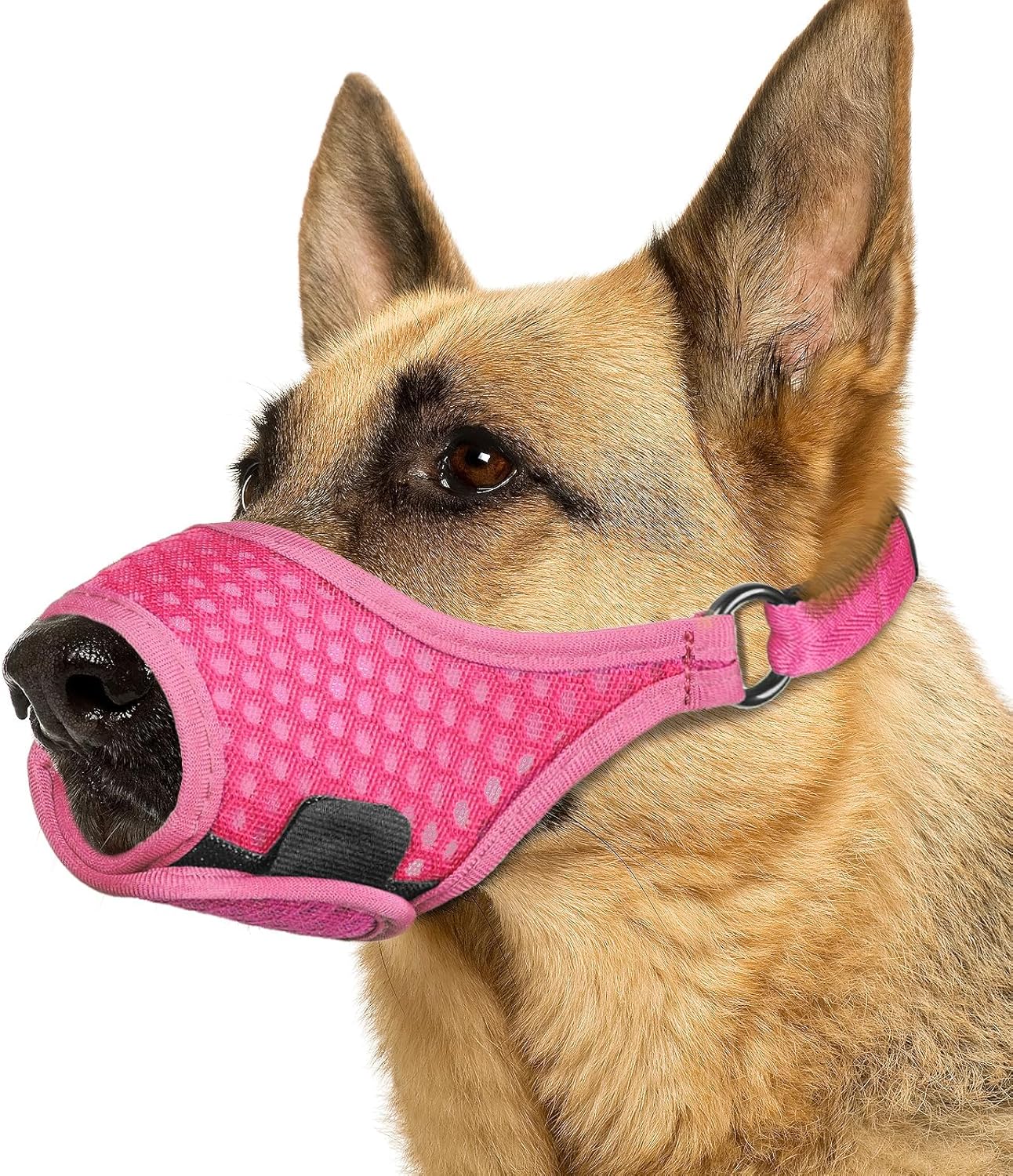 LUCKYPAW Soft Muzzle for Small Medium Sized Dogs, Dog Muzzle to Prevent Biting Chewing, Adjustable Breathable Mouth Guard for Grooming Walking Training(Hot Pink, XS)