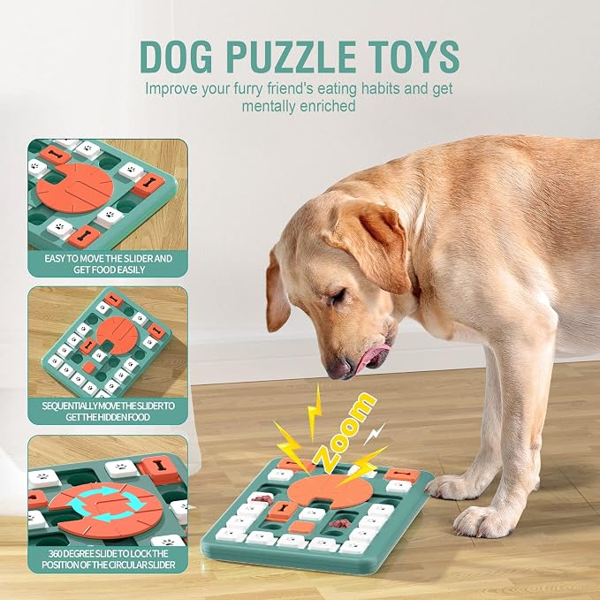 FOXMM Dog Puzzle Toys,Interactive Treat Puzzle Dog Toy for IQ Training & Mental Stimulating,Treat Puzzle Dispensing with Squeaky Design for Large Medium Smart Dogs