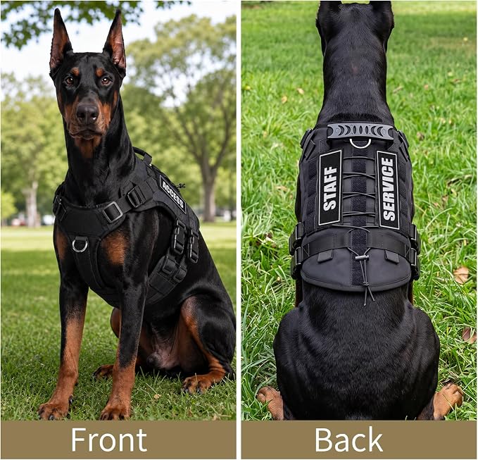 Tactical Dog Harness for Large Dogs, Heavy Duty No Pull Dog Harness with Handle, Adjustable 6-Buckle German Shepherd Big Size Dog Vest for Walking, Training, Hunting