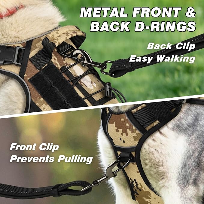 WINGOIN Tactical Dog Harness for Small Dogs,Heavy Duty No Pull Dog Harness | with Handle,Adjustable Reflective,Military K9 Style,Big Size Dog Vest,for German Shepherd,for Walking Training Hunting
