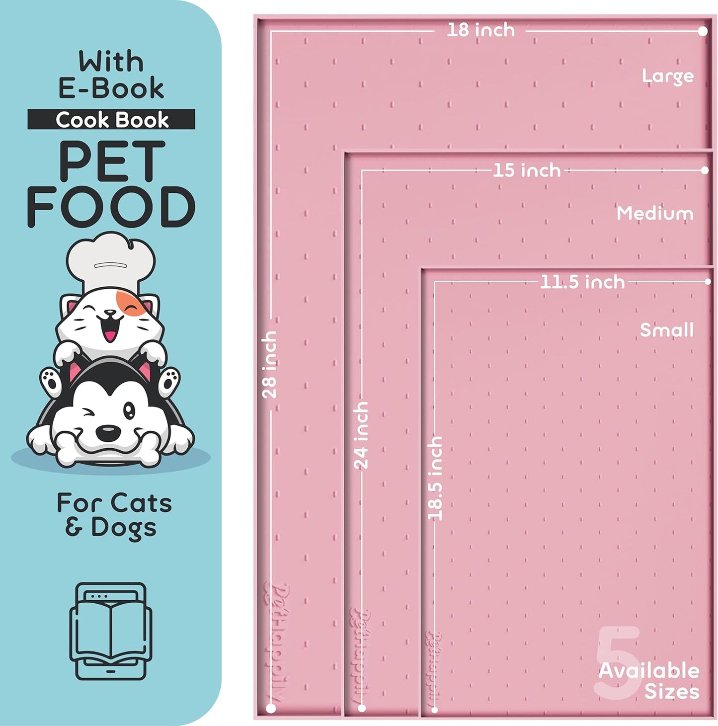 Dog Food Mat - Raised Edges Dogs Mat for Food and Water Prevent Spill, Waterproof Cat Food Mats Protect Floors, Easy Clean Dog Bowl Mats for Food and Water, Silicone Pet Food Tray