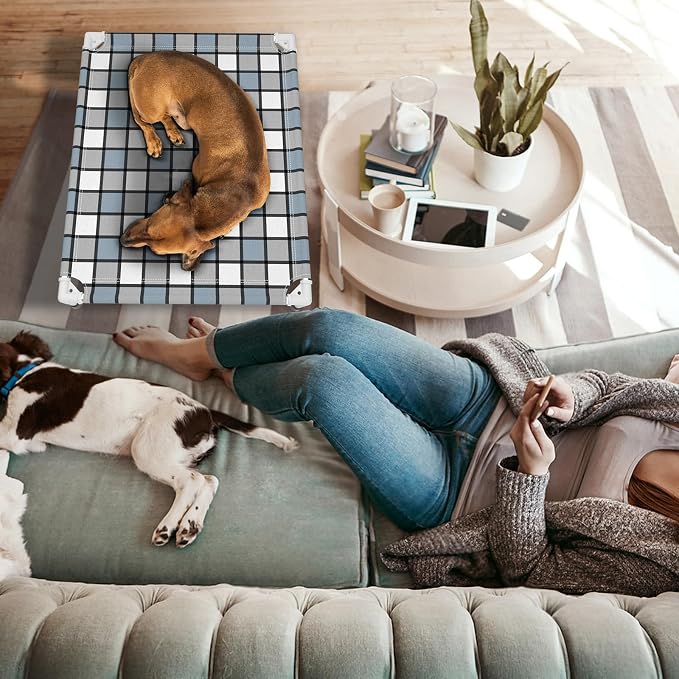Caghash Elevated Outdoor Raised Dog Bed, Lifted Dog Cot for Medium Pet | Breathable Fabric Dog bed for Indoor & Outdoor, Stainless Steel, Anti-Slip Pet Bed