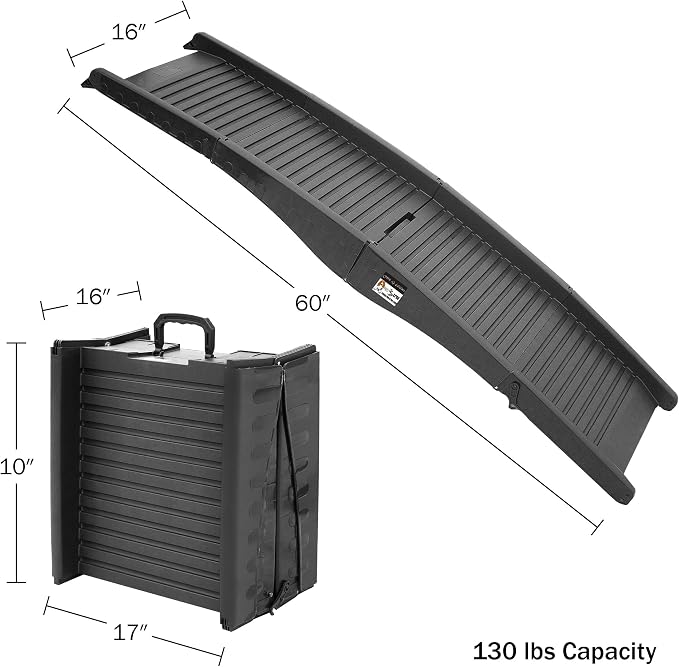 Nonslip Dog Ramp - 60-Inch Tri-Fold Incline with Raised Sides for Pets - Portable Ramps for Dogs to Get into a Car, Truck, SUV or Home by PETMAKER