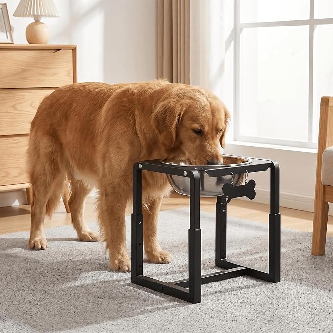 Metal Elevated Dog Bowls, Raised Dog Bowls for Medium/Large Breeds with One 111oz Stainless Steel Water Bowls, 3 Adjustable Height (8.8"/11.5"/14") Dog Bowl Stand Protect Neck & Joints