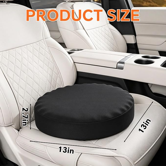 ROYALAY Swivel Seat Cushion for Car for Elderly, 360 Degree Rotating Memory Foam Car Seat Cushion, Portable Turning Disc Chair Assist for Seniors, Non-Slip Round Seat Pad, 13 x 13 x 2.7 Inch