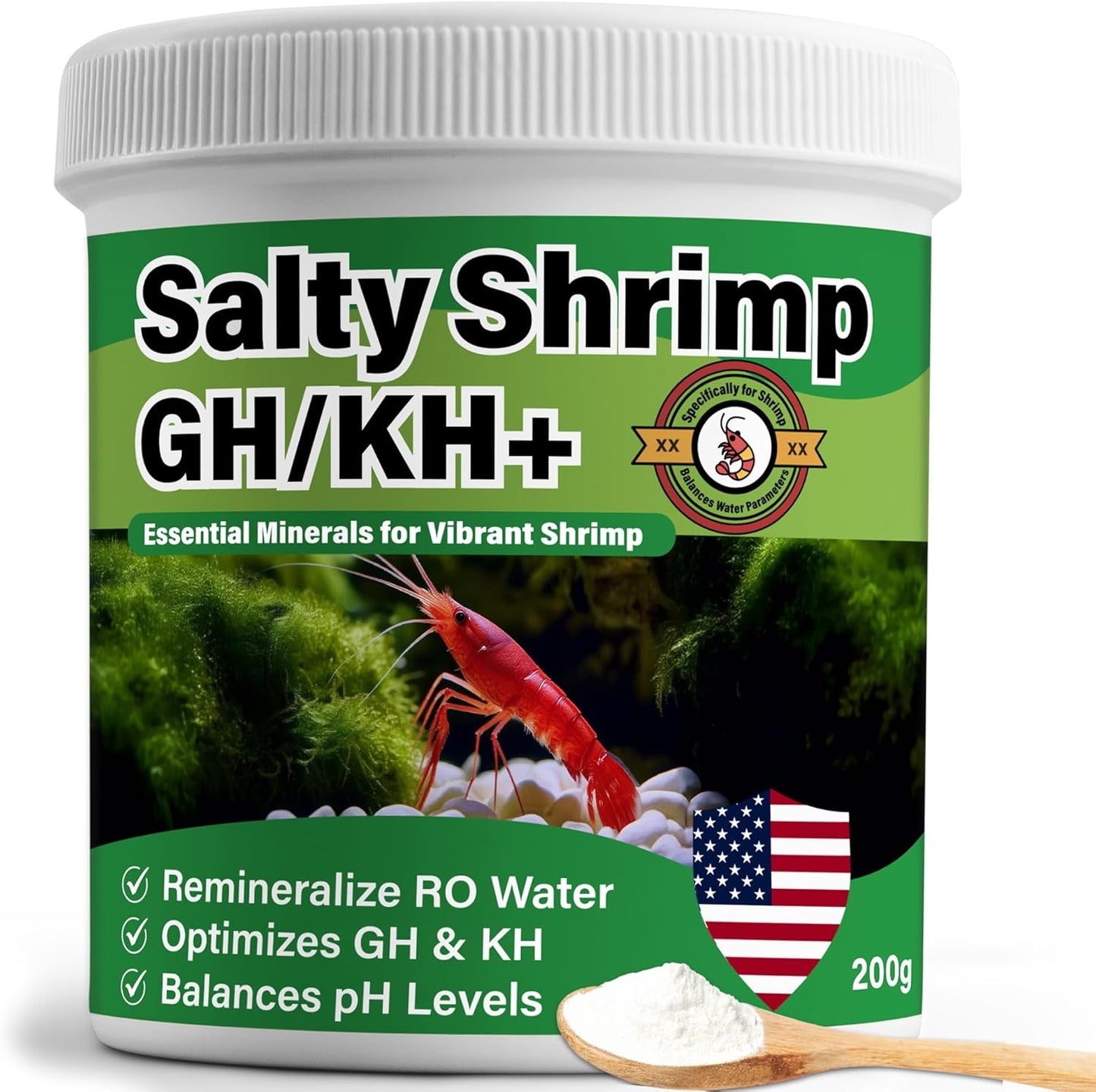 Salty Shrimp GH/KH+ 200G, Keep Your Shrimp Alive, Boost Breeding Healthy & Remineralize RO Water, The Shrimpies Stopped Dying Once You Dripped Our GH/KH+ in with RO Water