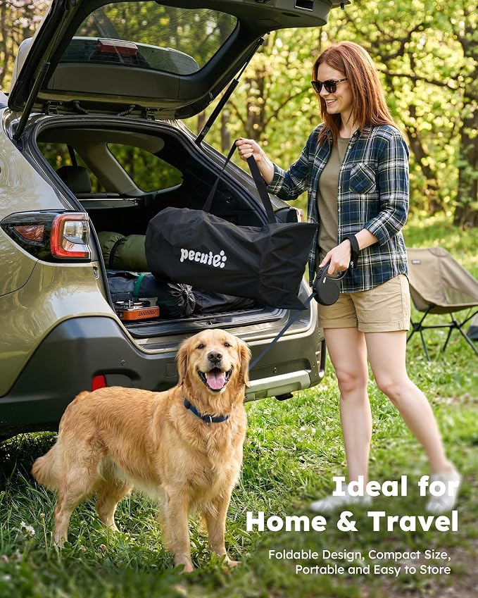 Pecute Raised Dog Bed with Cooling Mat, Elevated Pet Cot for Large Dogs, XL | Breathable Textilene Mesh, Outdoor Camping & Beach, Steel Frame,130 lbs Heavy Duty Support, Tool-free 3-second Quick Assembly