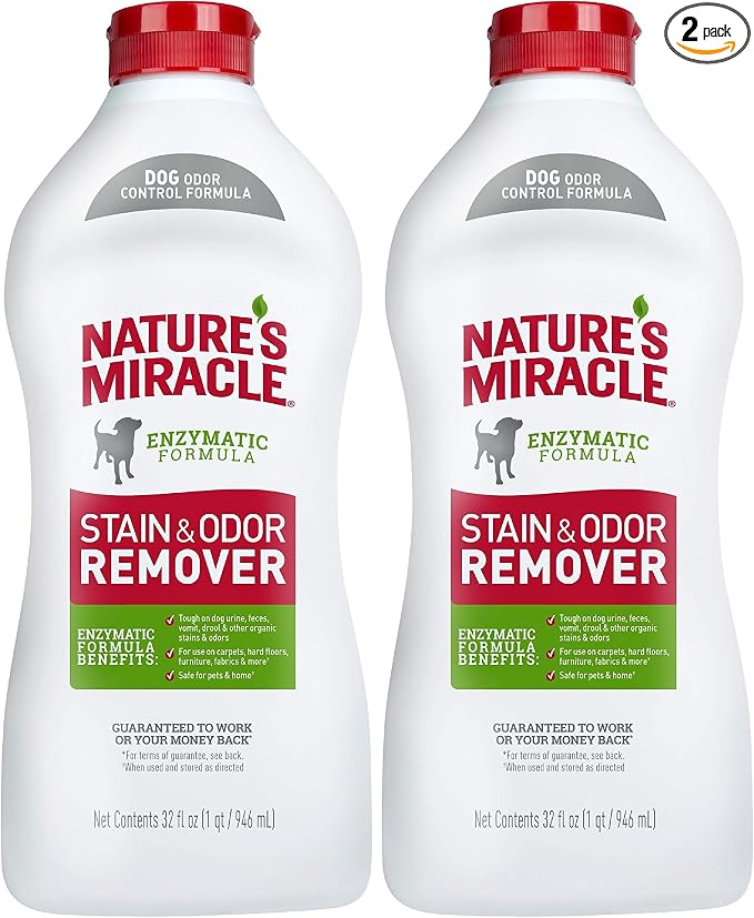 Nature's Miracle Stain and Odor Remover Dog 32 Ounces, Odor Control Formula, Pour (Pack of 2)