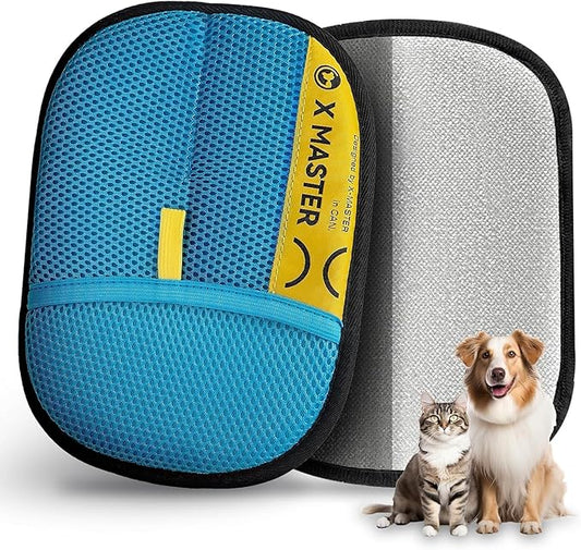 ZOOFLUX 2 Pack Pet Hair Removal Gloves for Cats & Dogs – Premium Mesh & Brush Fabric, Static + Physical Grooming Glove, Washable Reusable Fur Remover for Clothing, Couch, Carpet, Car (Blue)