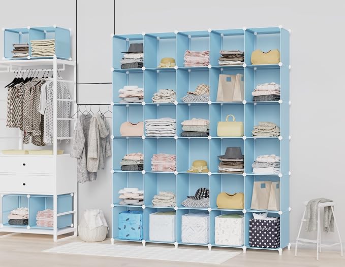 HOMIDEC Closet Organizers and Storage, 9 Cube Storage Organizer, Blue | Portable Closet Organizer Storage Cubes Shelves for Bedroom, Kids Room, Bathroom, Wardrobe