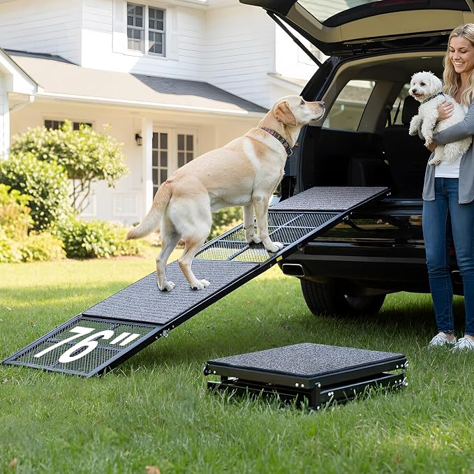 Dog Ramp for Car, 76" L x 20" W Dog Ramps for Large Dogs | Extra Wide Pet Ramp with Non-Slip Surface for Medium & Large Dogs to Get in Car, SUV & Truck, Supports Up to 350 Lbs