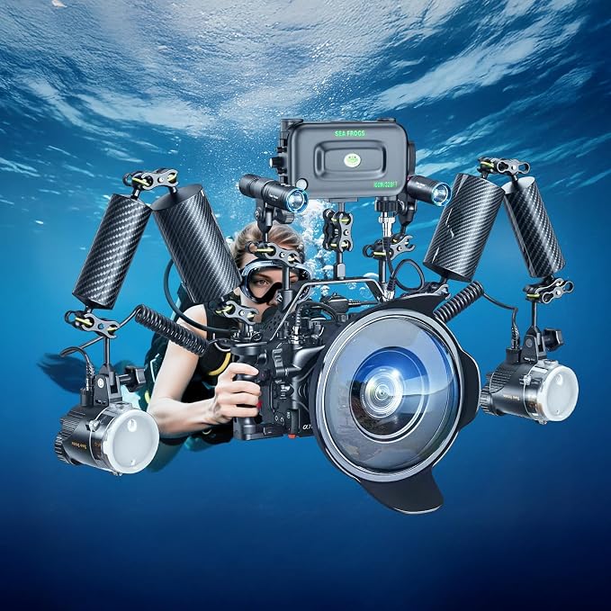Sea frogs Carbon Fiber Float Arm D80mm, 8'', Buoyancy Provided 600g | for Ultralight Aquatic Arm, Underwater Camera System Diving Tray Video Light/Strobe GA-10