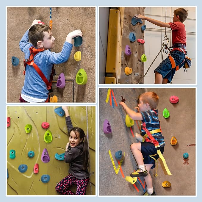 36 PCS Rock Climbing Wall for Kids,Rock Wall Climbing Holds,Adults Climbing Wall Grip Kits Holds Up to 230 lbs for Outdoor Indoor Home Playground Climbing Wall Holds（Pastel Color）
