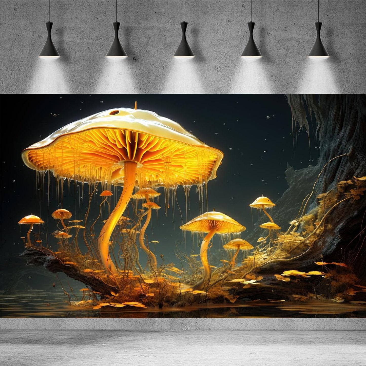 Fantasy Mushrooms Aquarium Background Fantasy Mushroom in Magical Enchanted Fairy Tale Stream Reptile Tank Enclosure Terrarium Backgrounds Mushroom Theme Landscape Fish Tank Backgrounds 36x18in