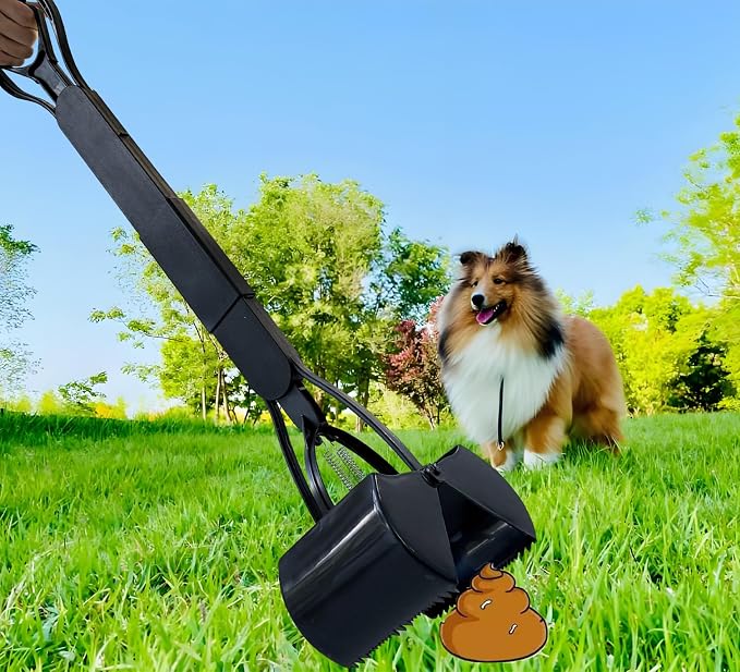 2-Pack Pooper Scooper for Large Small Dogs Heavy Duty, 32" Long Handle Poop Scoops for Yard, Grass, Gravel, Dog Poop Grabber with High Strength Material and Durable Spring（Green&Black）