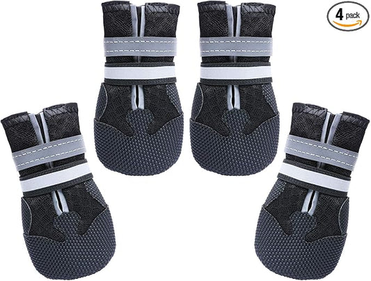 Dimicoo Breathable Dog Boots for Medium Large Dogs,Non-Slip Dog Shoes for Summer Hot Pavement,Lightweight Paw Protector Dog Booties for Outdoor & Indoor Hardwood Floors
