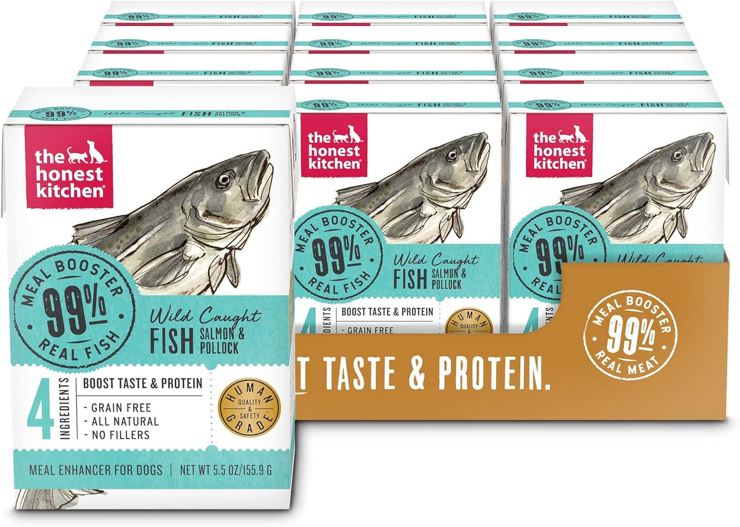 The Honest Kitchen Human Grade Grain Free Meal Booster: 99% Salmon & Pollock (12 pack), 5.5 oz