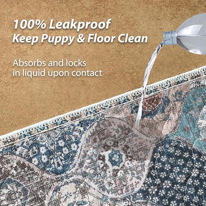 nunubaby 2PACK Washable Pee Pads for Dogs, Stylish, Non-Slip and Leak-Proof Pee Pads. Reusable Potty Pads for Dogs for Crates and Floors.(Dark Red/Multi, 72" x72" )